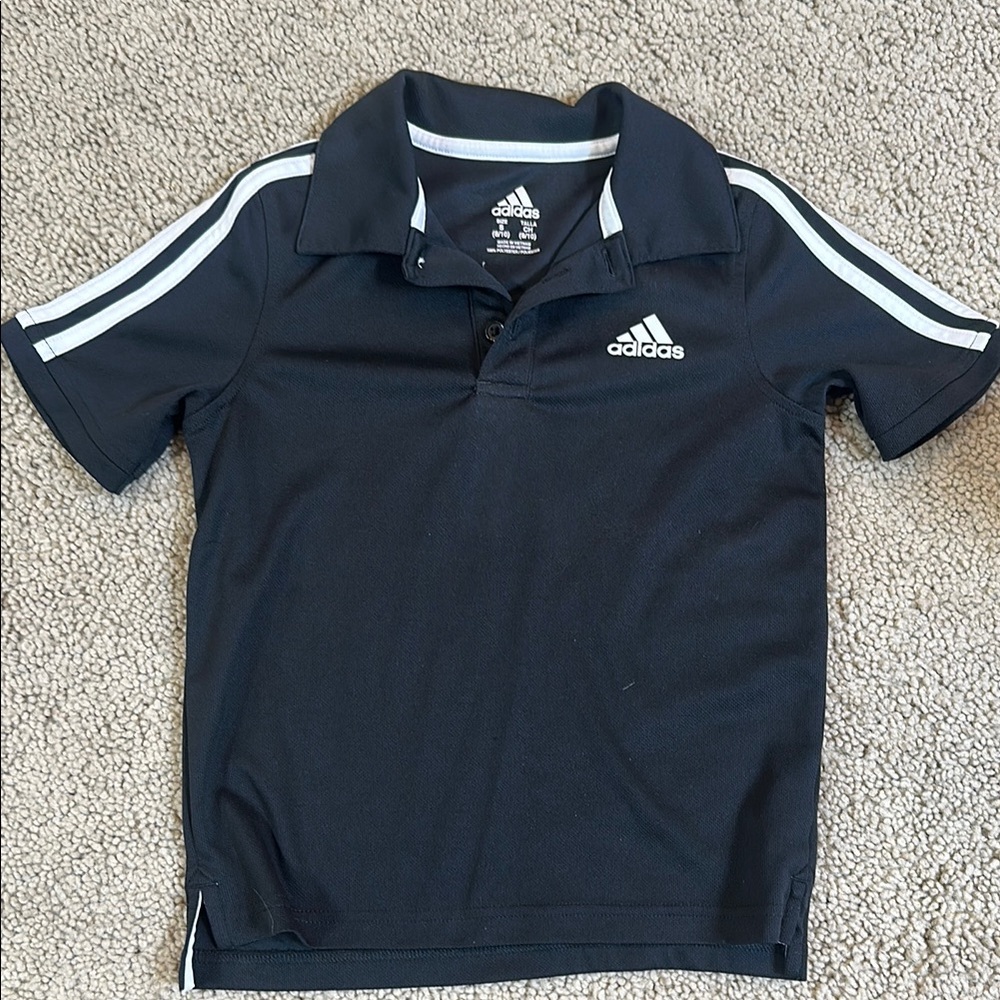 Adidas Black and White Polo Shirt with Classic Stripes